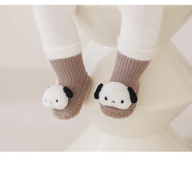 Thickened Winter Toddler Walking Socks – Mid-Calf Anti-Slip Cartoon Baby Floor Shoe Socks-1