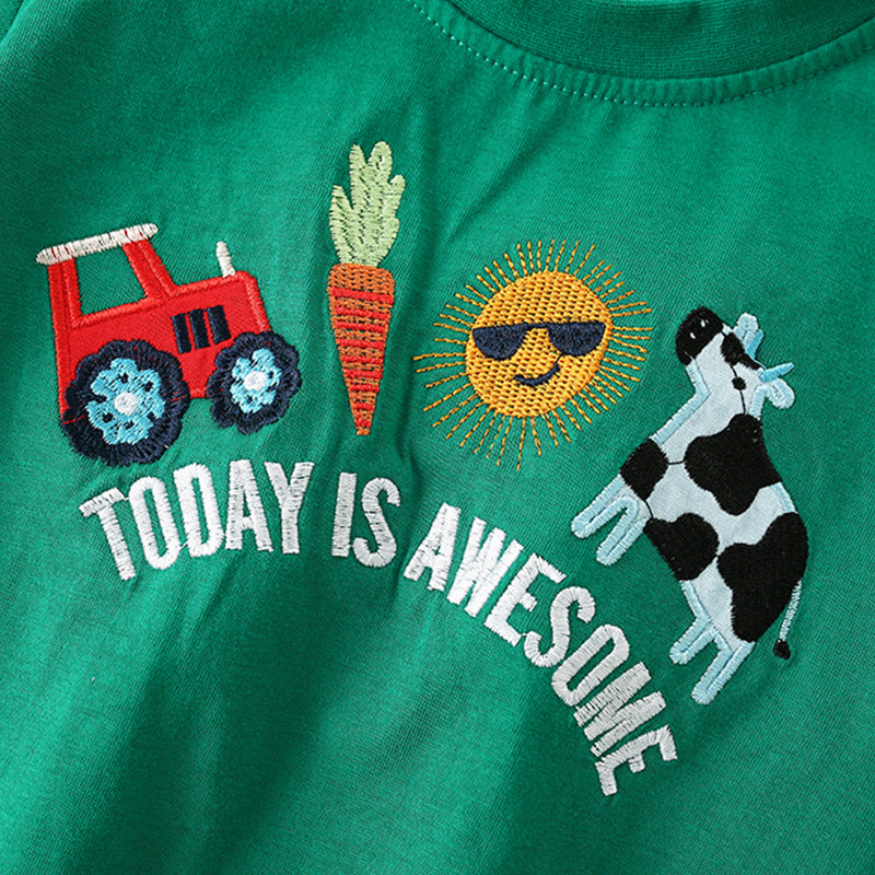 Summer Arrival Boys’ Farm Cartoon Pattern T-shirt in European and American Style-2