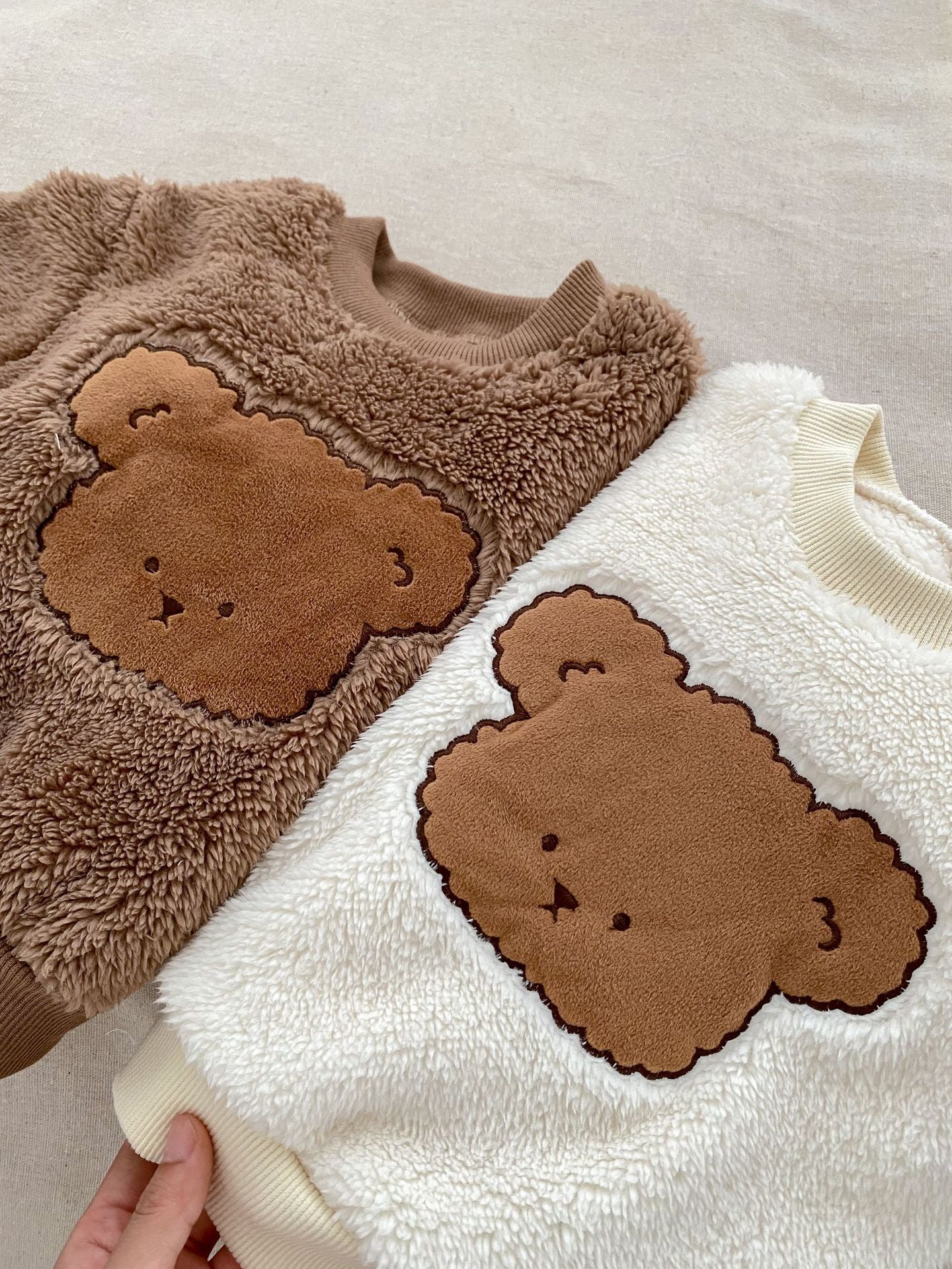 Winter Baby Thick Thermal Long Sleeve Teddy Bear Knitted Sweater And Pants Two Pieces Sets-3