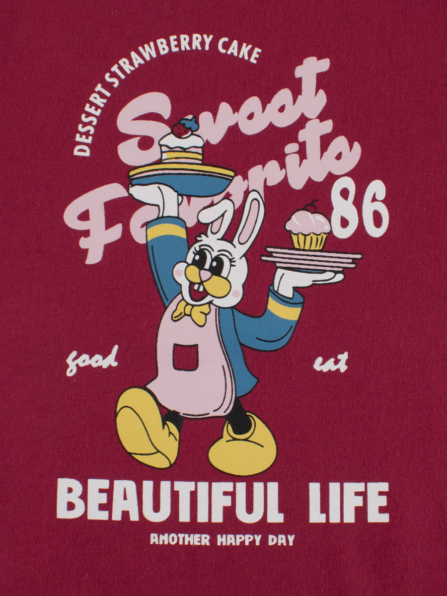 Autumn Arrival Kids Girls Cartoon Print Crew Neck Long Sleeves Color Patchwork Shirt-2