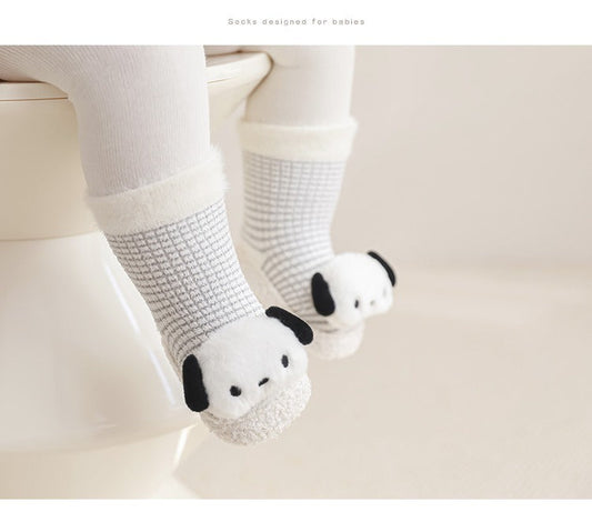 Thickened Winter Toddler Walking Socks – Mid-Calf Anti-Slip Cartoon Baby Floor Shoe Socks-0