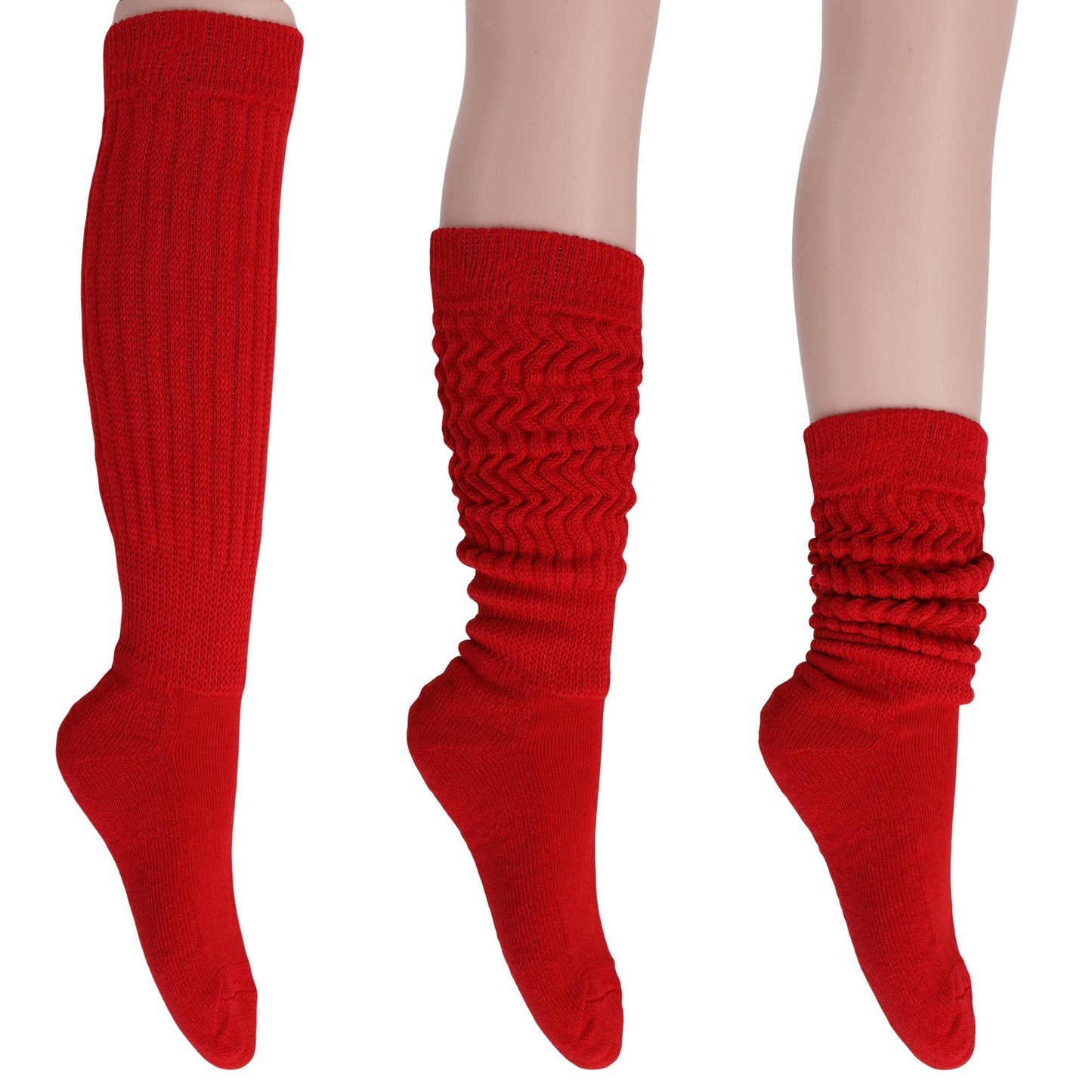 Women's Slouch Socks – Soft Cotton Scrunch Socks, Retro Knee-High Boot Socks for Casual Wear & Comfort (6 Pairs)