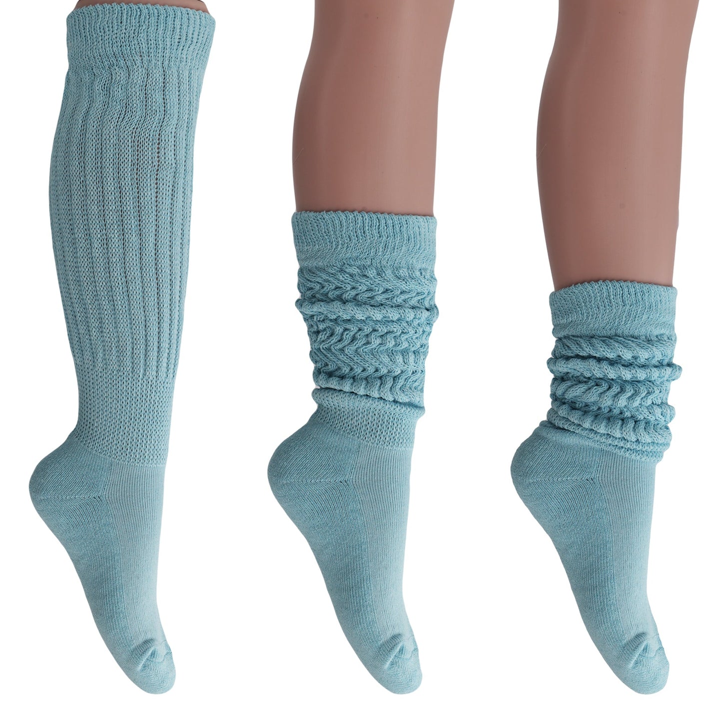 Women's Slouch Socks – Soft Cotton Scrunch Socks, Retro Knee-High Boot Socks for Casual Wear & Comfort (6 Pairs)