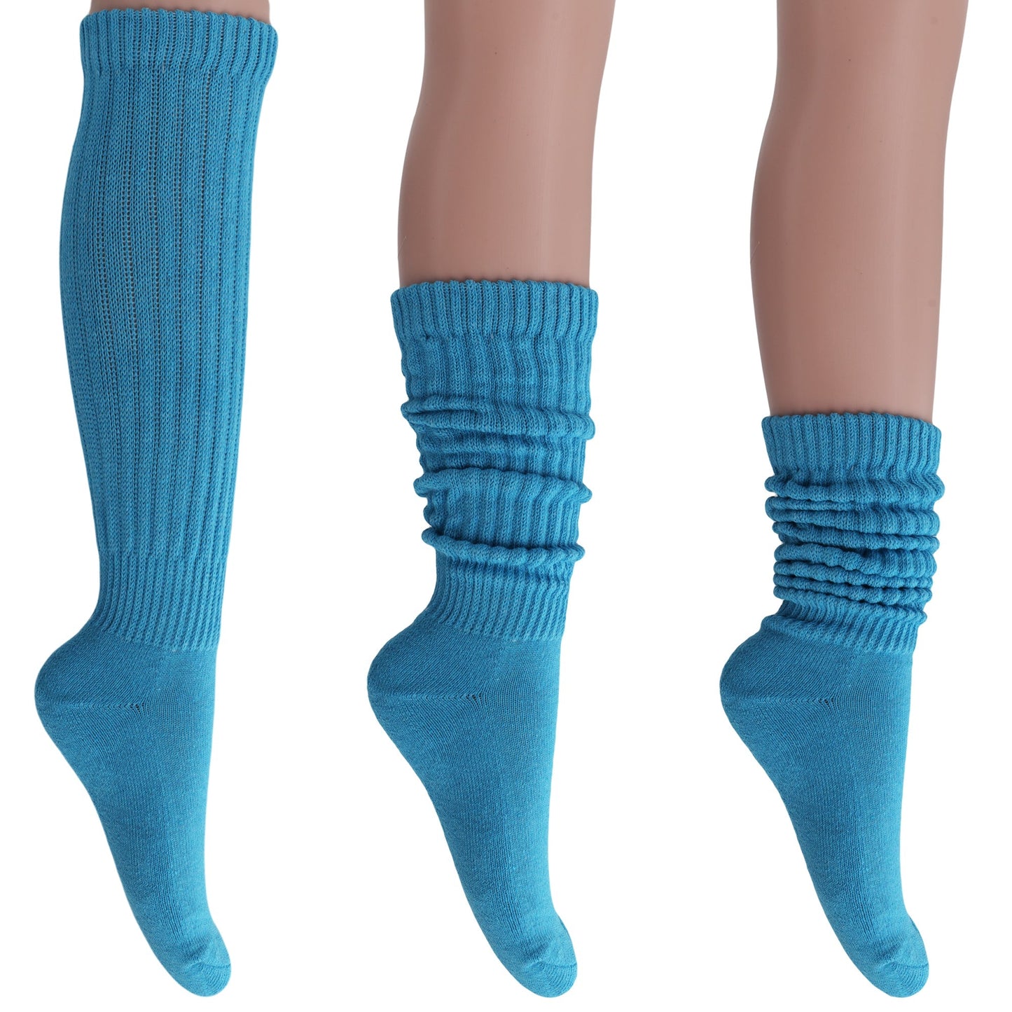 Women's Slouch Socks – Soft Cotton Scrunch Socks, Retro Knee-High Boot Socks for Casual Wear & Comfort (6 Pairs)